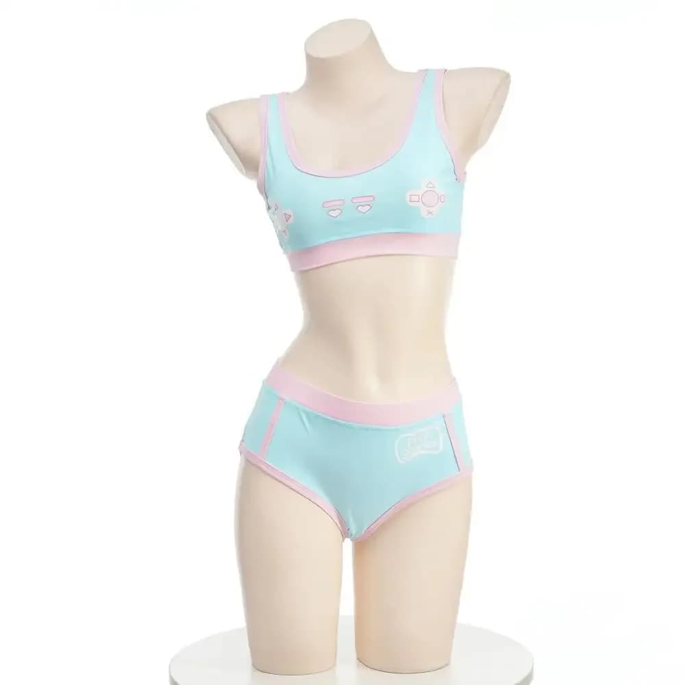 Costume da Bagno Ispirato all'Uniforme da Palestra Giapponese, Stampa Gamepad, Cosplay Anime, Abbigliamento Sportivo Dolce per Donne