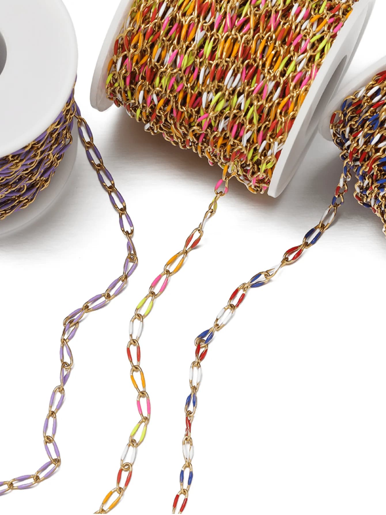 1M Stainless Steel Oil Drip Chain, Oil Drip Twisted Oval Chain, Vacuum Electroplated Golden Chain DIY Necklace Bracelet Jewelry