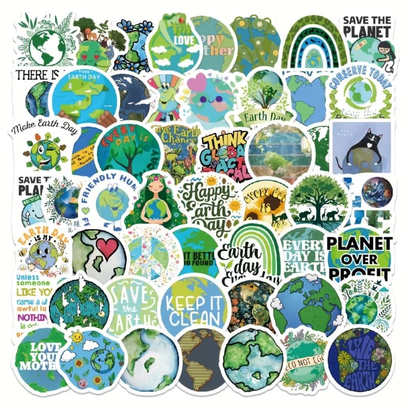 100 adesivi per la Giornata della Terra per la protezione e la cura della Terra, educazione scientifica, decorazioni creative, quaderni e borracce