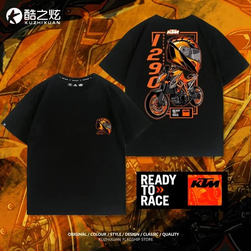 T-Shirt Estiva in Puro Cotone a Maniche Corte per Uomo, Modifica Moto Appassionata di Bici da Strada, Associazione DUKE1290