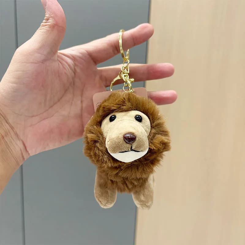 Peluche leone giocattolo peluche portachiavi ciondolo bambola di peluche cartone animato animale fascino divertente morbido leone portachiavi borsa per bambini accessori