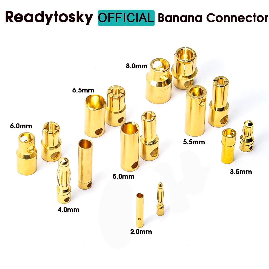 10 pairs 6mm 6.5mm 8mm connector to Banana golden bullet pin plated high current gold for battery plugs ESC Lipo RC