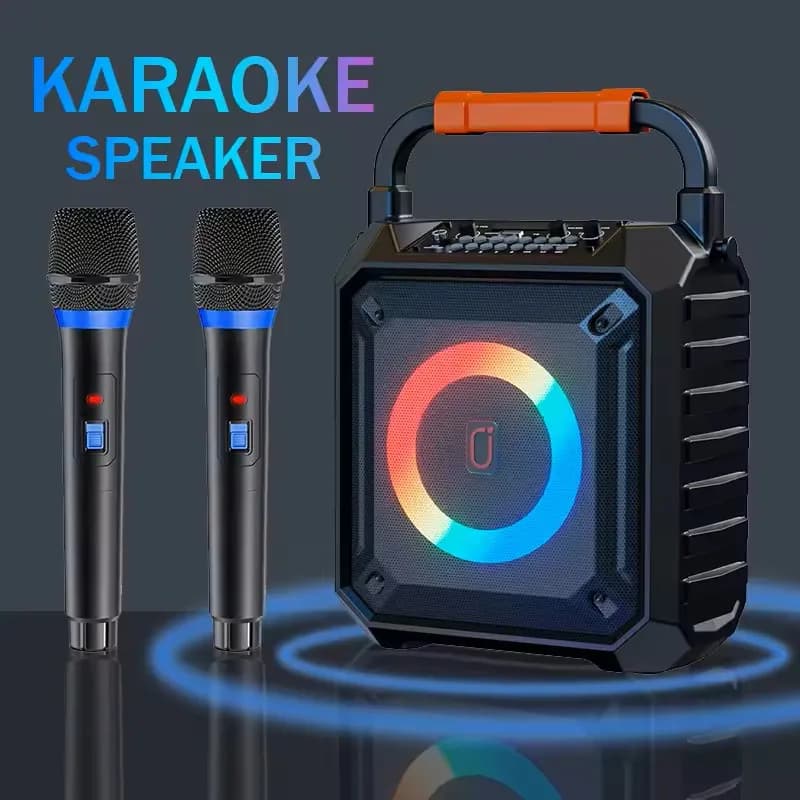 La macchina per karaoke FanFun T17 viene fornita con 2 microfoni karaoke wireless, altoparlante Bluetooth portatile Sistema Karaoke domestico 0K