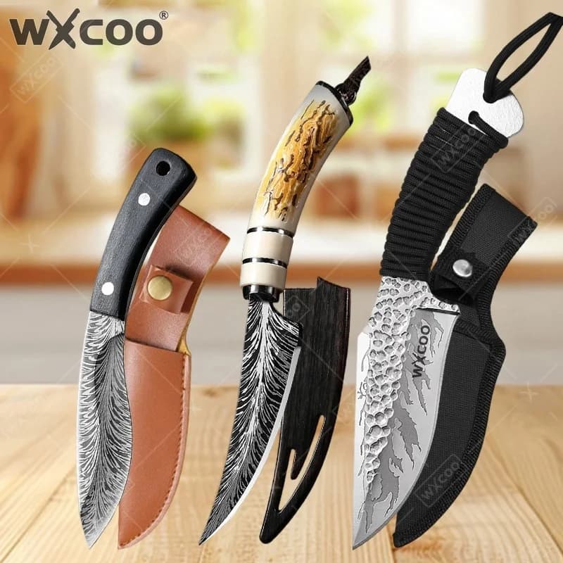 WXCOO Handbag knife Forged in stainless steel, Butcher's knife, Kitchen knife, Peel knife, Meat mill, Kitchen accessories
