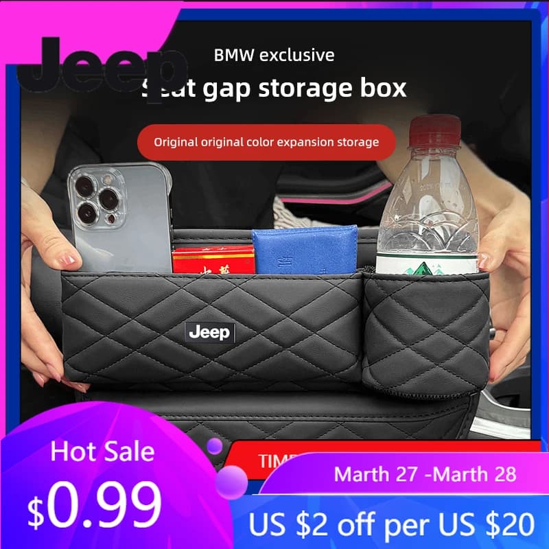 Organizzatore per Sedile Auto Jeep con Portabicchieri, per Jeep Renegade, Wagoneer, Avenger, Recon, Wrangler JK