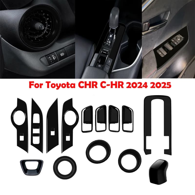 Per Toyota CHR C-HR 2024 2025 ABS pianoforte nero Accessori Interni Finestra Interruttore di Sollevamento cambio pannello volante AC Copertura