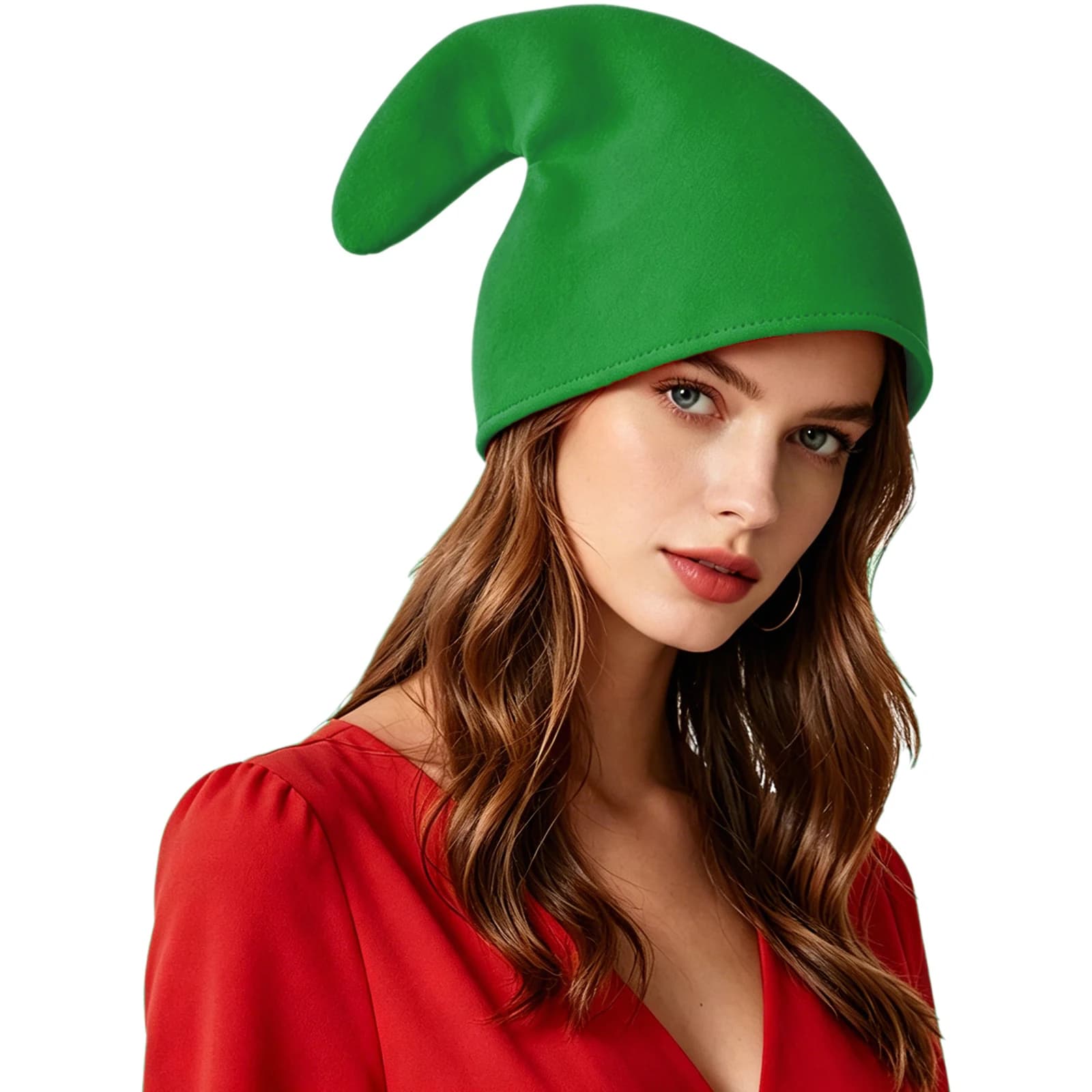 1Pc Christmas Elf Hat Dwarf Gnome Costume Accessories Solid Color Xmas Elves Cap for Men Women Halloween Cosplay Party Props