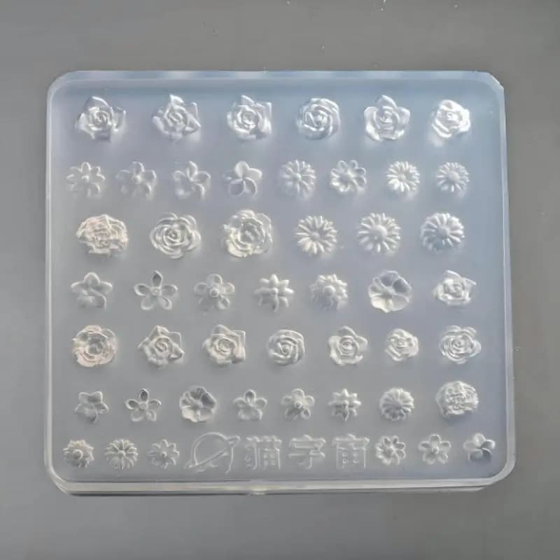 3D Silicone Mold for Mini Flowers with Patterns in Rose, Anti-Agent, Easy to Reform, Perfect for Nail Art Fai-da-Te and Cut, Silicone Model