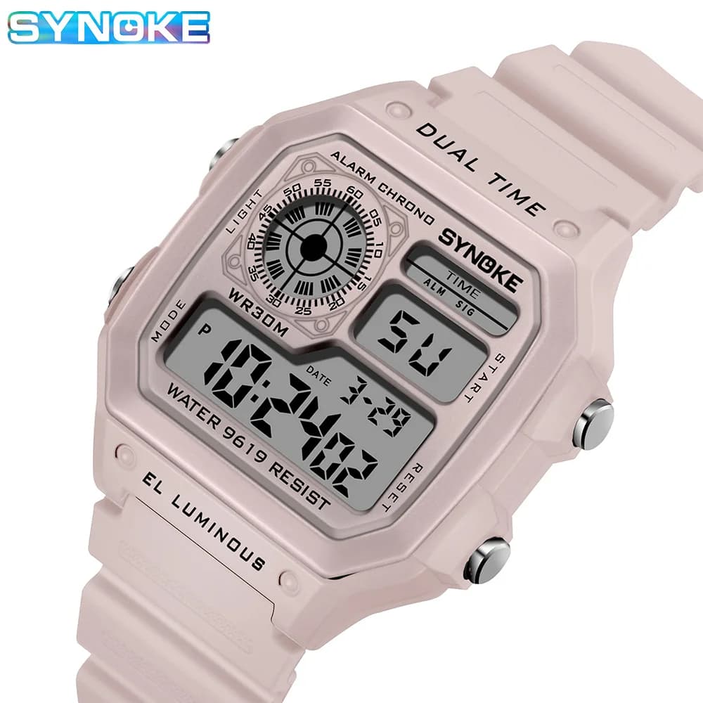 SYNOKE Women's Digital Watches Sport Luminous Multifunction Waterproof Crono Wrist Watch Outdoor Girls Fashion Student Watch New