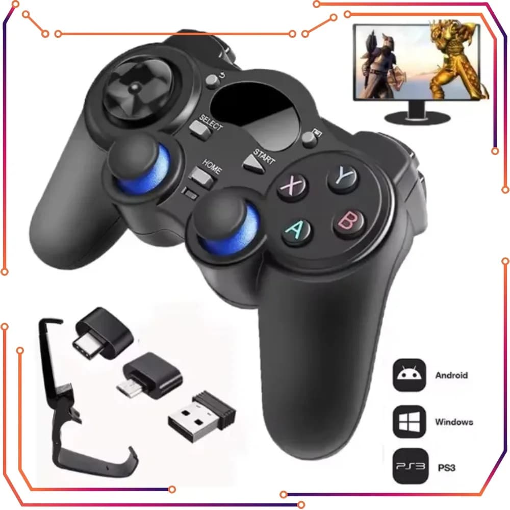 Controller Gamepad Wireless 2.4G con Convertitore OTG per P3, Telefono Android, Tablet PC, Smart TV Box