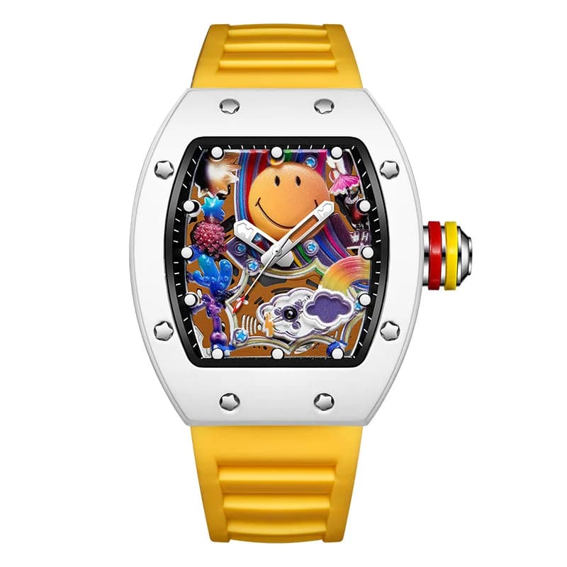 KIMSDUN New Barrel Shape Men Quartz Watch Unique Hollow Dial Trendy Waterproof Sport Wristwatch