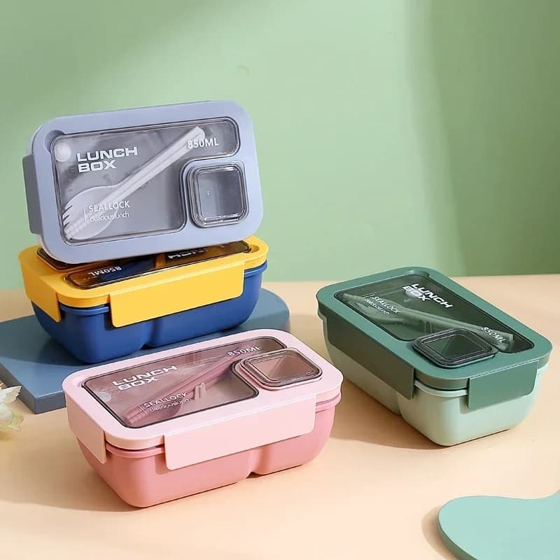 1 Pezzo Porta Pranzo Portatile per Bambini, Scuola, Ufficio, Bento Box con Posate, Kit Completo Riscaldabile in Microonde