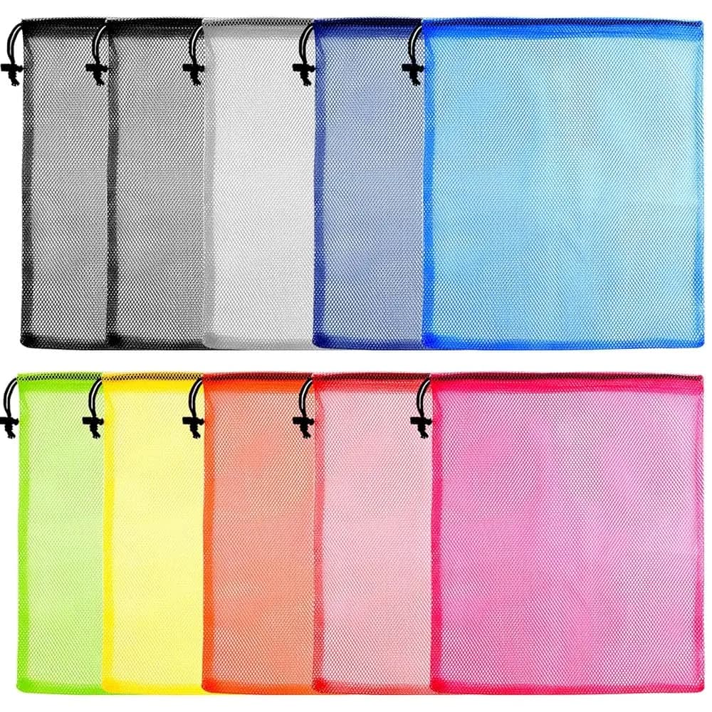 10 sacchetti in rete con coulisse, sacchetti per biancheria, sacchetti in rete per oggetti, sacchetti per palline da golf, sacchetti in rete di nylon per riporre oggetti, viaggi e sport (Colo