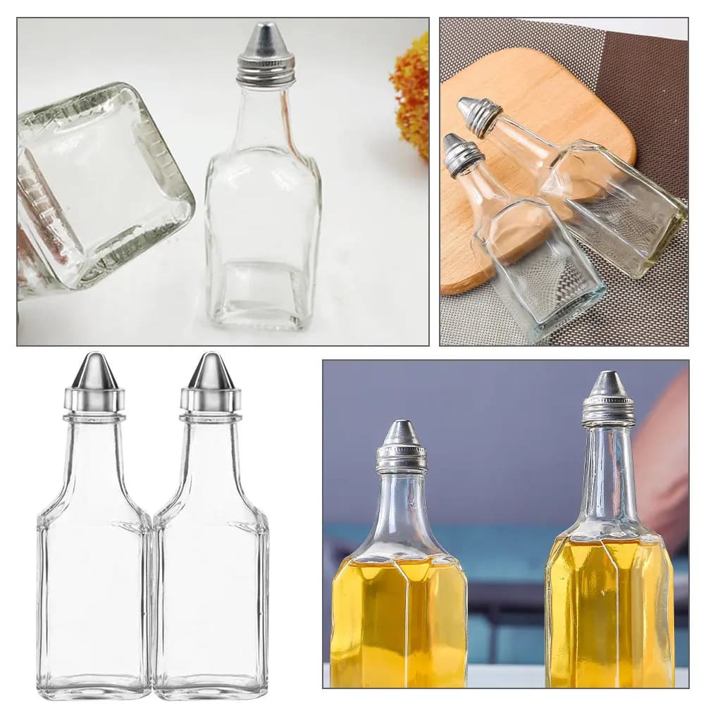 Set di 2 Dispenser per Olio in Vetro Premium, Bottiglie Spesse per Olio e Aceto da Cucina, per Condimenti, Salsa di Soia, Multifunzione e Pratiche