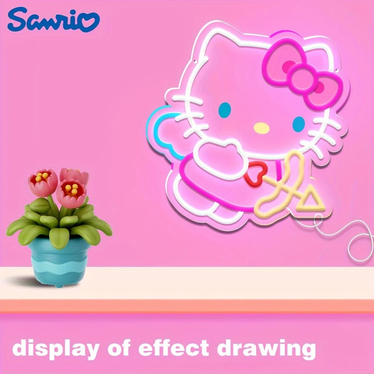 Insegna LED Neon Hello Kitty con Cuore, Decorazione Kawaii per Camera da Letto, Luce Notturna Rosa Carina per Cameretta Bambine, Regalo Romantico da Parete