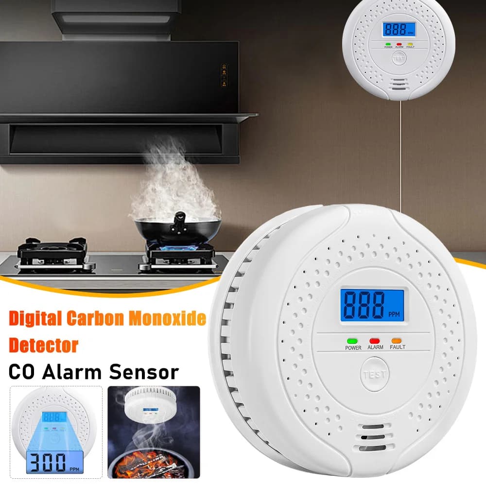 Rilevatore di Monossido di Carbonio, Allarme CO a Batteria, Sensore Portatile Digitale per Viaggi all'Aperto