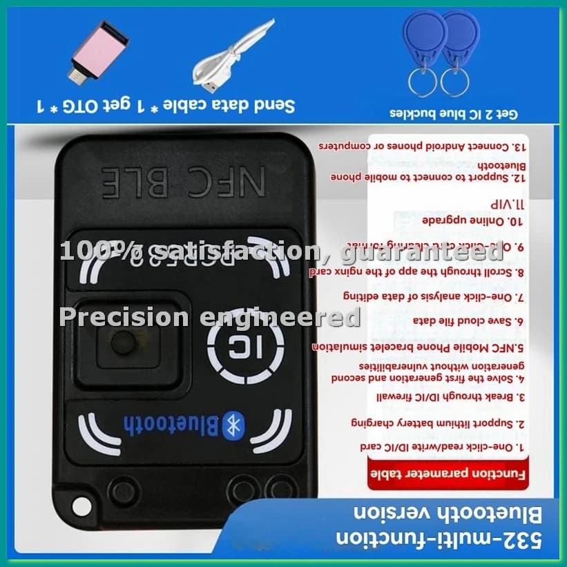Copiatore NFC Mini 532 RFID NFC BLE 13.56MHZ, Decodificatore e Duplicatore di Carte, Versione Inglese con Funzione di Decodifica Completa, Chiave Smart Card-TCES