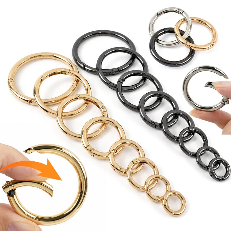 10-50Pcs 10-50mm Metal O Ring Spring Clasps Openable Carabiner Keychain Bag Clips Snap Hook Dog Chain Connector Trigger Buckles
