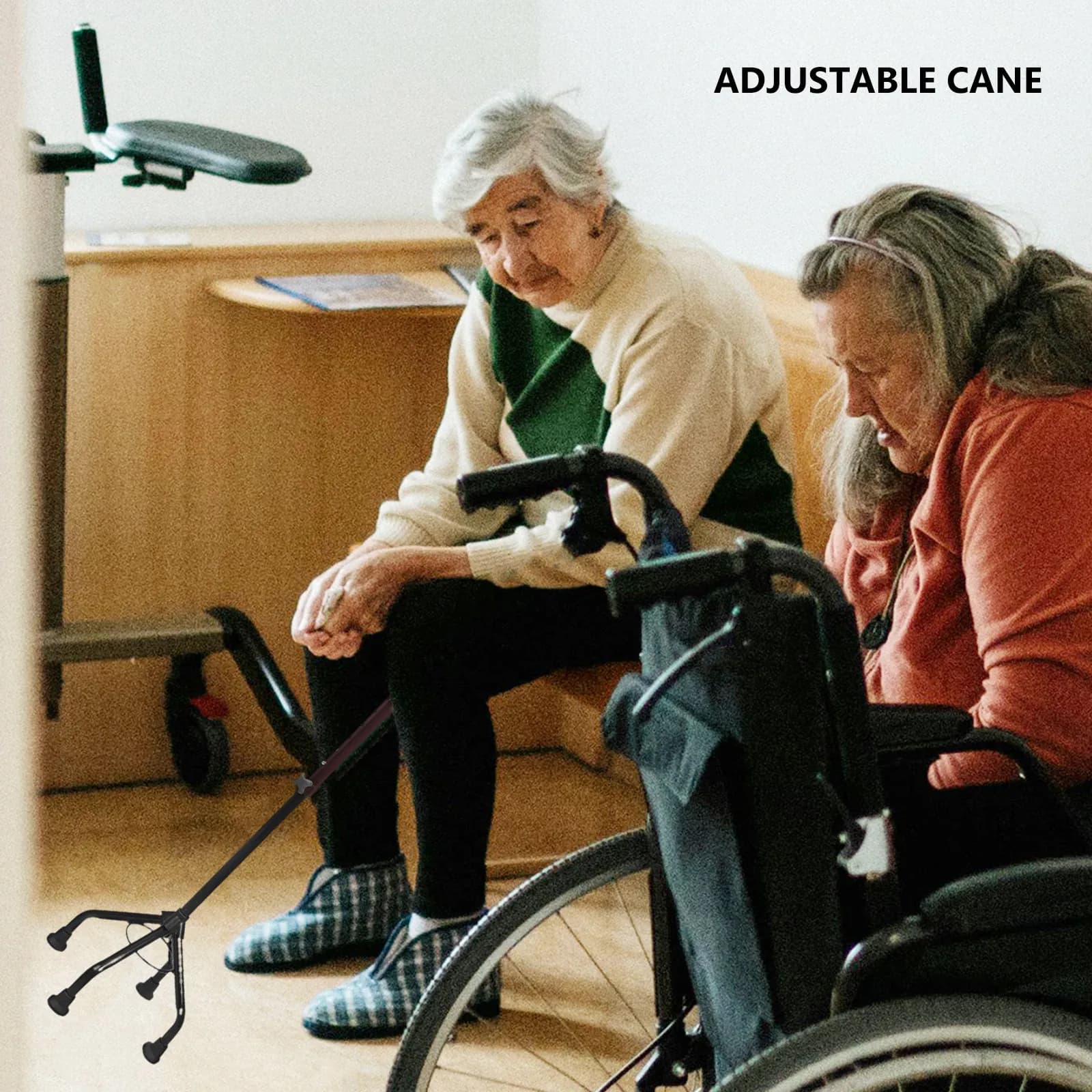 Adjustable Walking Stick Detachable Four-Legged Trekking Pole Nonslip Hiking Cane Elderly Stability Support Outdoor Camping Wand