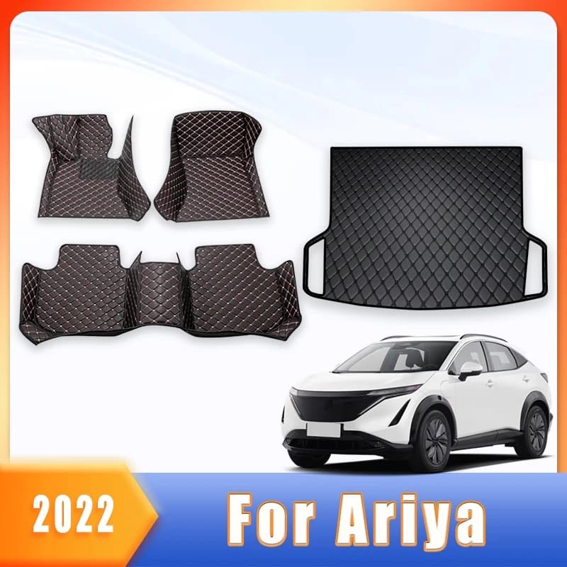 Tappetino per auto, tappeto per bagagliaio per Nissan Ariya 2022, tappetino in pelle impermeabile, accessori per interni auto