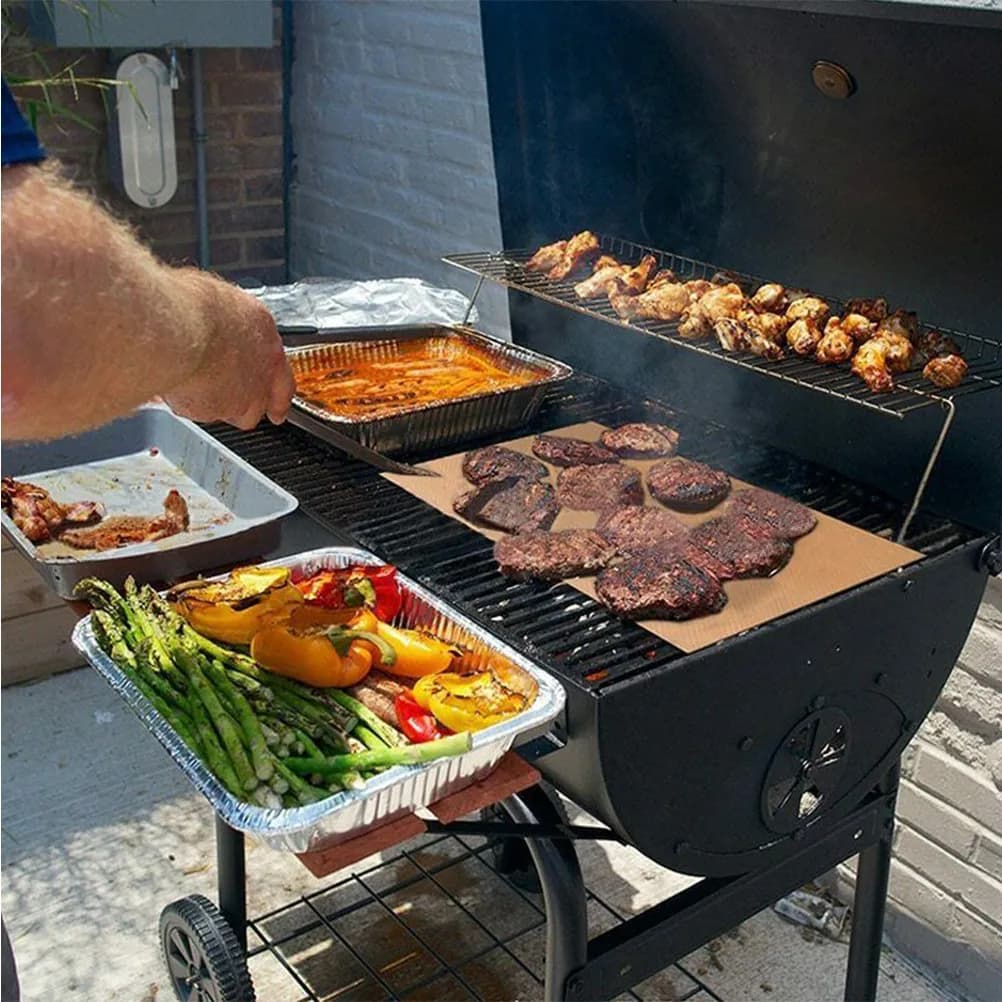 2Pcs Non-Stick Bbq Mat Heat Proof Grill Pads Heat Resistant Baking Sheet Reusable for Gas Charcoal Electric Outdoor