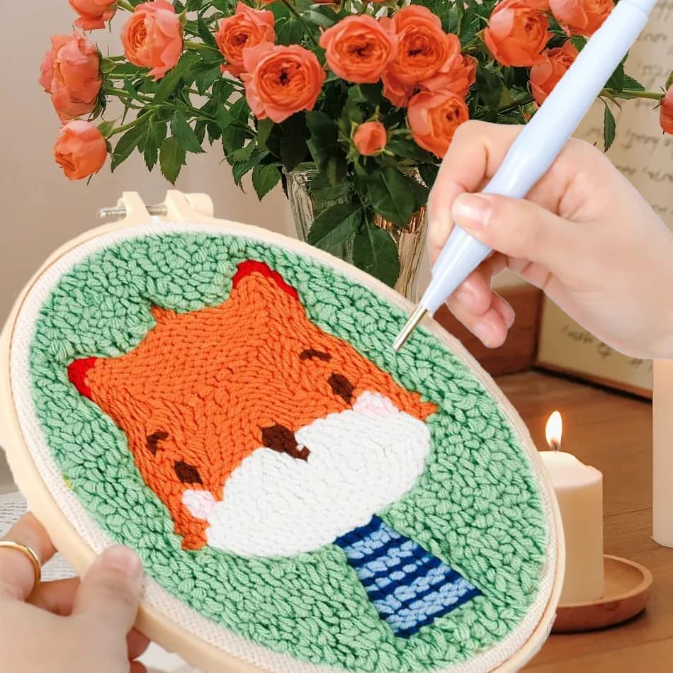 GATYZTORY punch needle embroidery set Cute animals Diy Crafts Sewing kit Embroidered patches Yarn Stitch embroidery and creativ