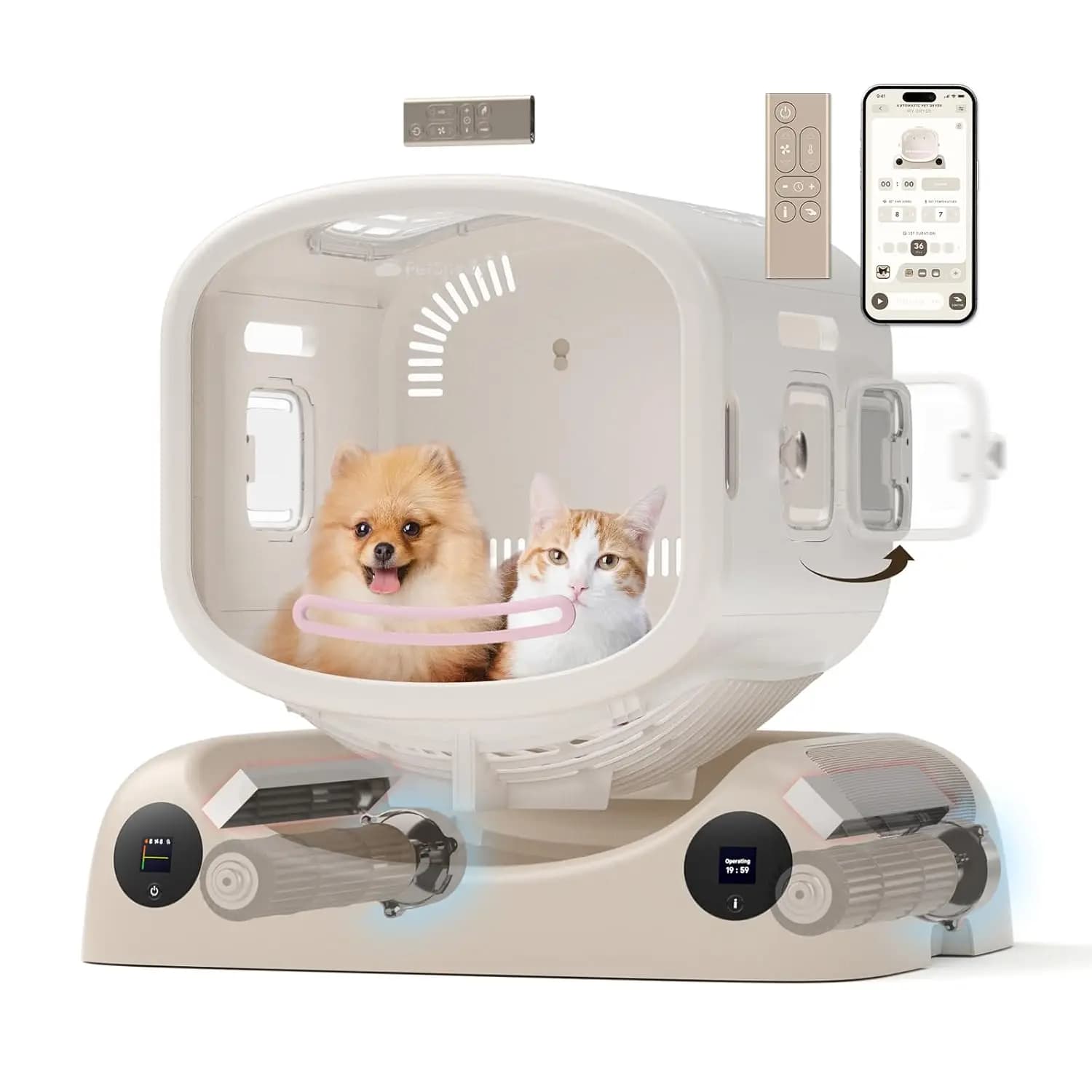 Asciugatrice Modulare per Animali Domestici da 80L con Controllo Intelligente della Temperatura e App, Flusso d'Aria su 5 Lati, Ultra Silenziosa, Personalizzabile per la Toelettatura