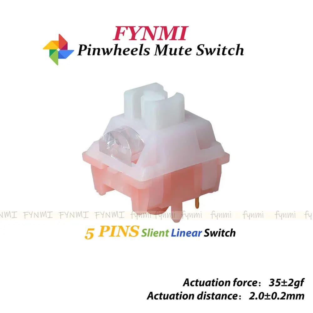 Fynmi 5 pin girandole asse muto silenzioso interruttore lineare pre-lube attuazione forza/distanza 35gf/2.0mm per tastiera meccanica