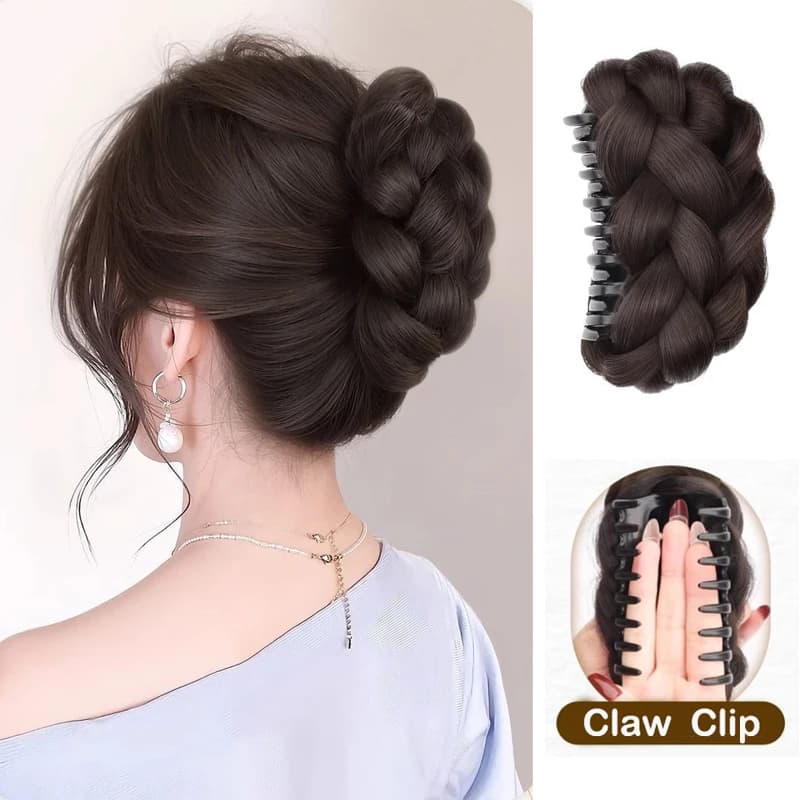 Chignon sintetico da donna a spirale con clip a forma di fiore, parrucca voluminosa per l'acconciatura posteriore della testa