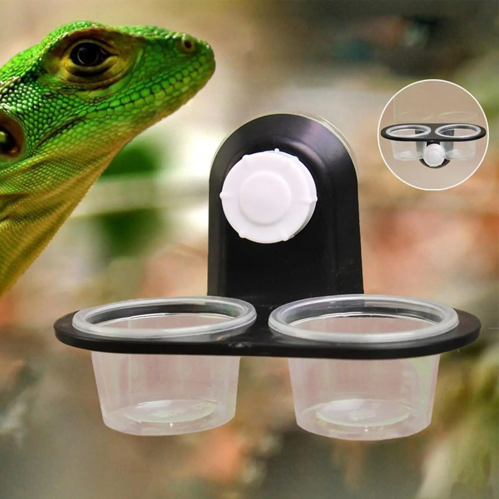 Ciotola per Alimenti per Gechi, Dispenser con 4 Ciotole e Vassoio, Facile da Pulire e Durevole, per Tarantole, Rane, Lucertole, Granchi Eremiti