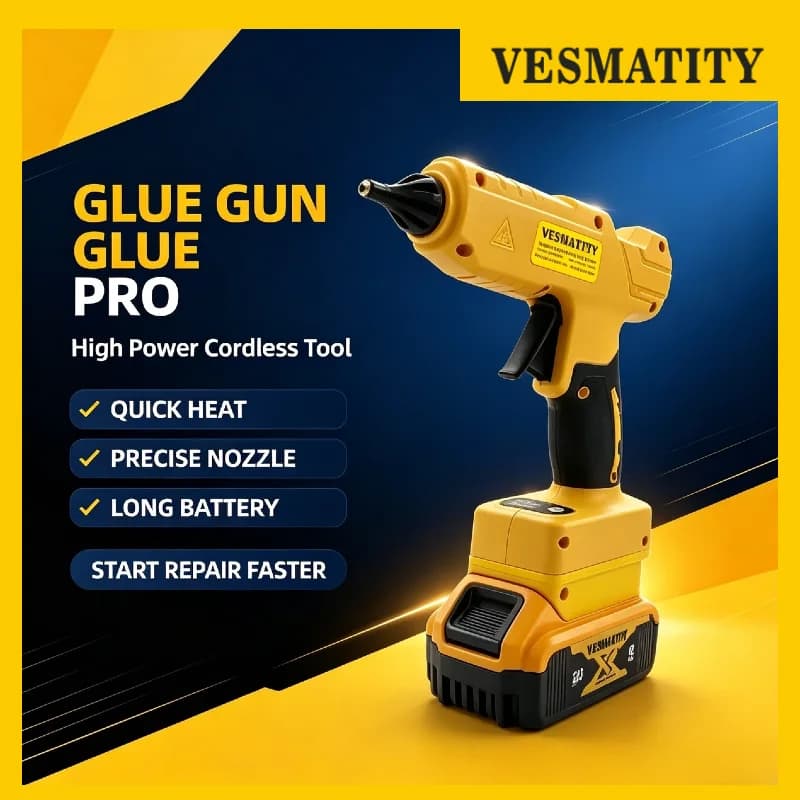 VESMATITY Electric Hot Glue Gun DIY Repair Tool Hot Melt Welding Hot Air Gun Anti-scald Nozzle for DeWALT Battery Pro