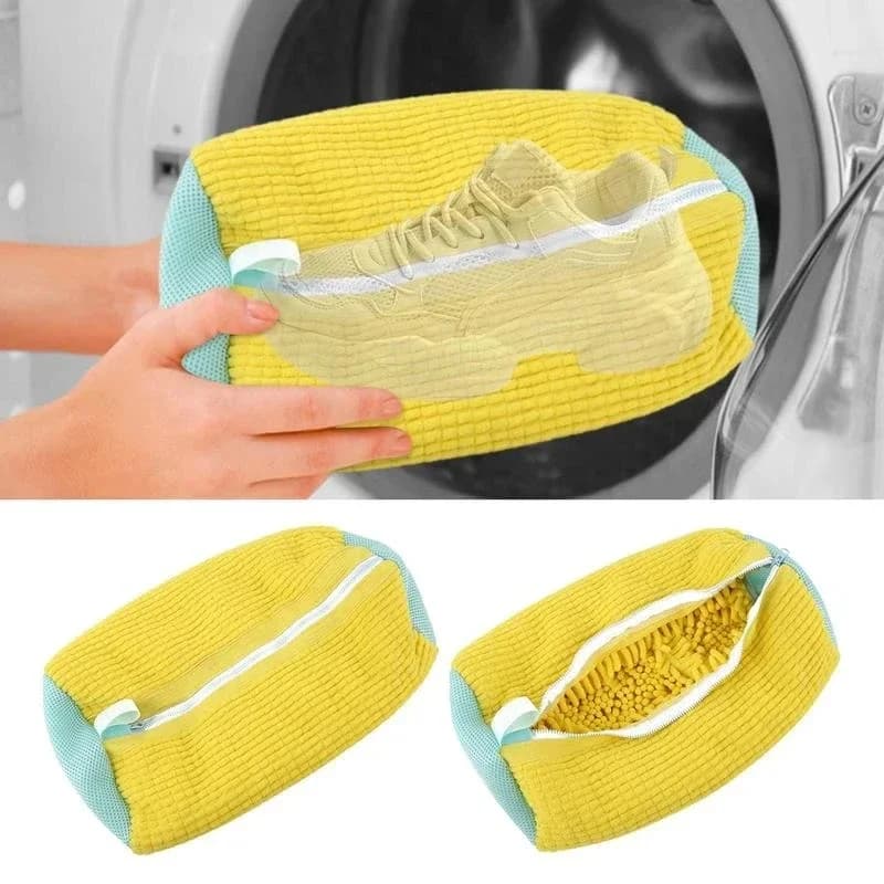 Sacchetto per lavaggio scarpe 1/2 pezzo in cotone, per rimuovere lo sporco, anti-deformazione, riutilizzabile, protezione per vestiti per lavatrice