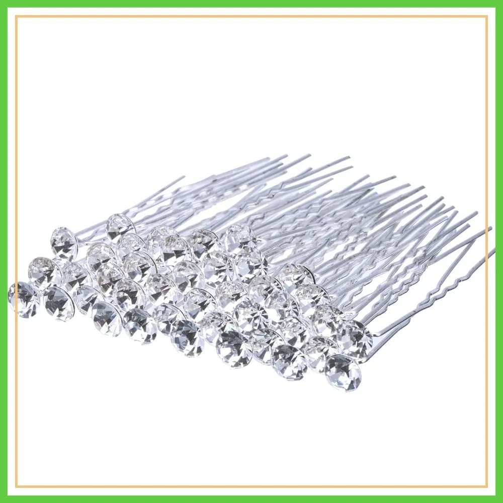 40 fermagli per capelli a forma di U con strass, fermagli per capelli da sposa in cristallo argentato per donne e ragazze