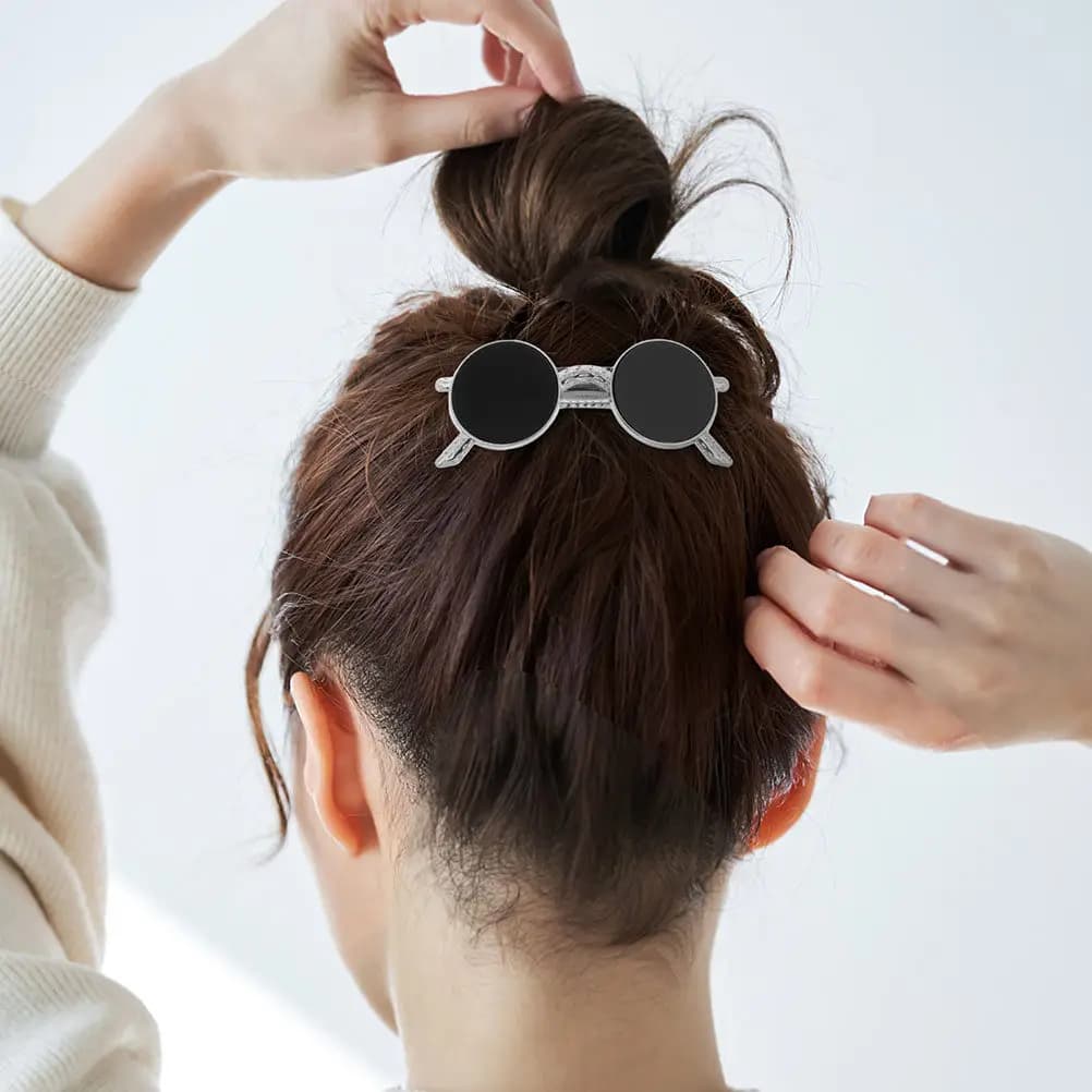 2Pcs Black Sunglasses Hair Clips Spring Hairpins Stylish Back Head Hair Barrettes Women Girls Accessories Decorative Hairpins