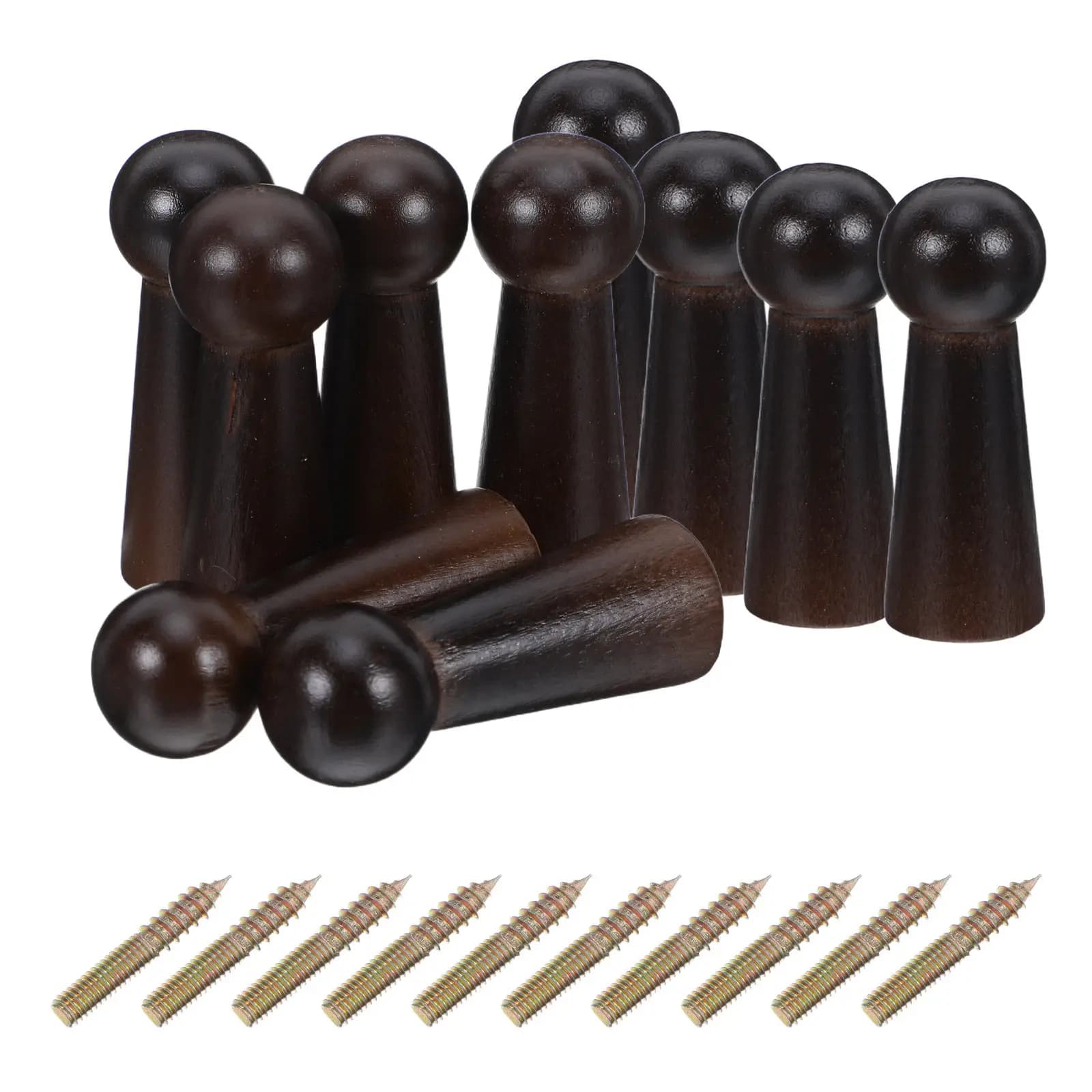 Wooden Peg Hooks 10 Pack Screw On Unfinished Solid Wood Wall Hangers for Keys Hats Clothes Towels DIY Crafts