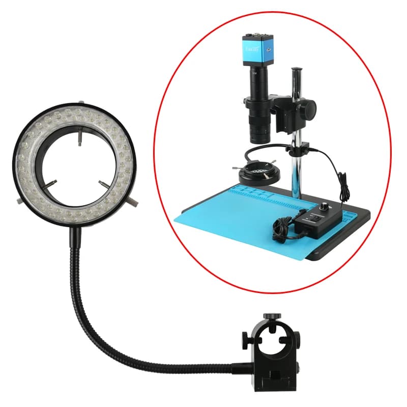 Luce ad Anello LED Regolabile a 60 Angoli, 32mm 25mm, per Microscopio Trinoculare, Illuminazione Laterale, Luce di Riempimento per Microscopia