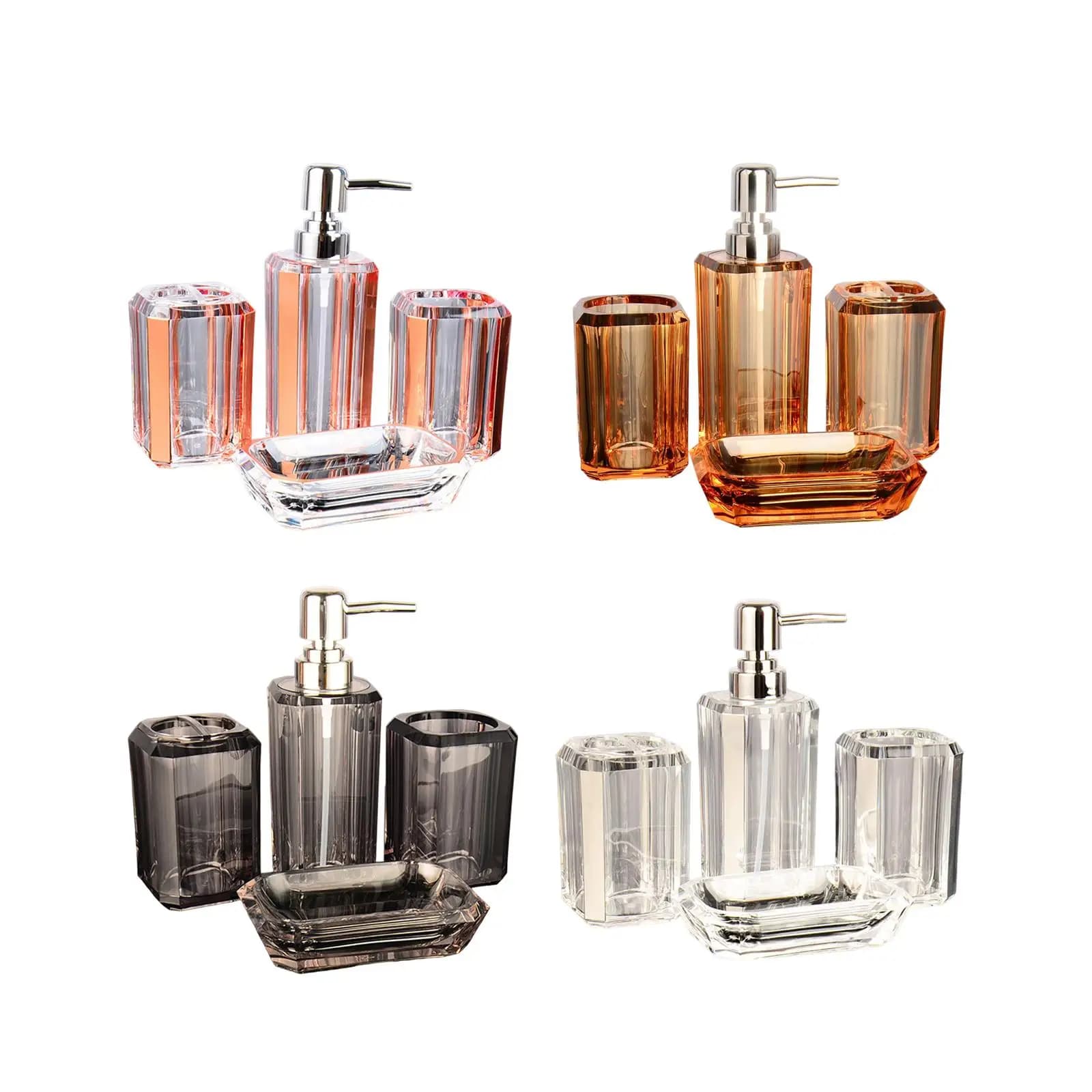 Set di accessori per il bagno da 4 pezzi portaspazzolino per bottiglia di lozione per la decorazione domestica