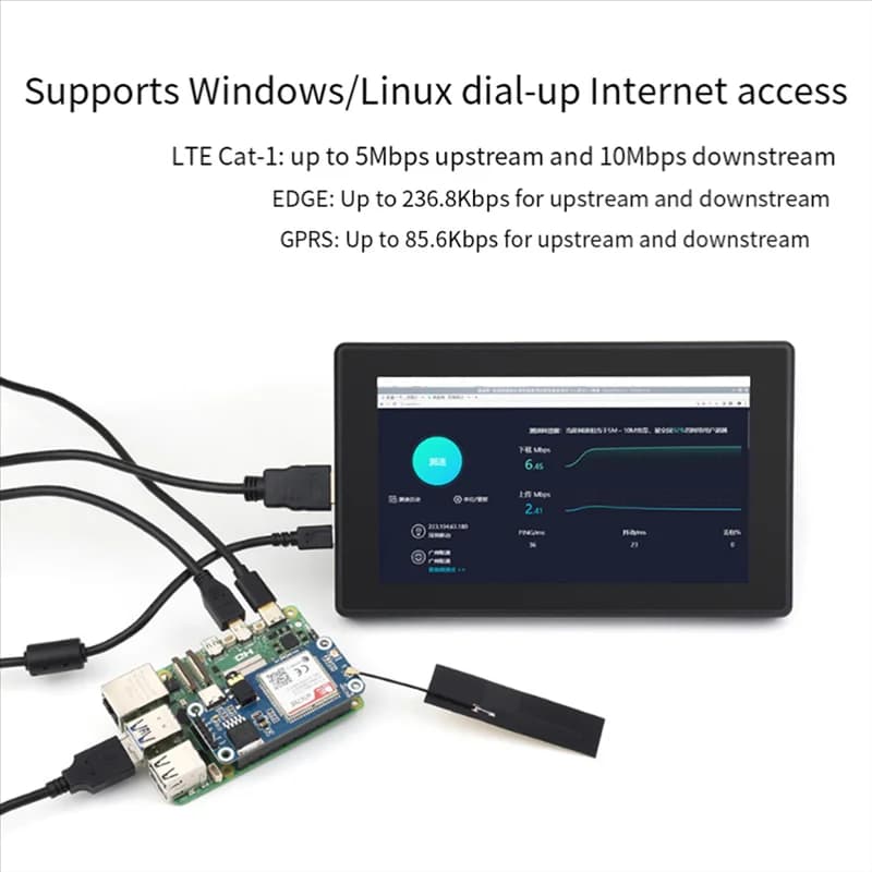 HAT A7670E Cat-1 expansion card for Raspberry Pi Multi Band Cat-1/GSM/GPRS/GNSS Supports LTE Cat-1/2G network, durable