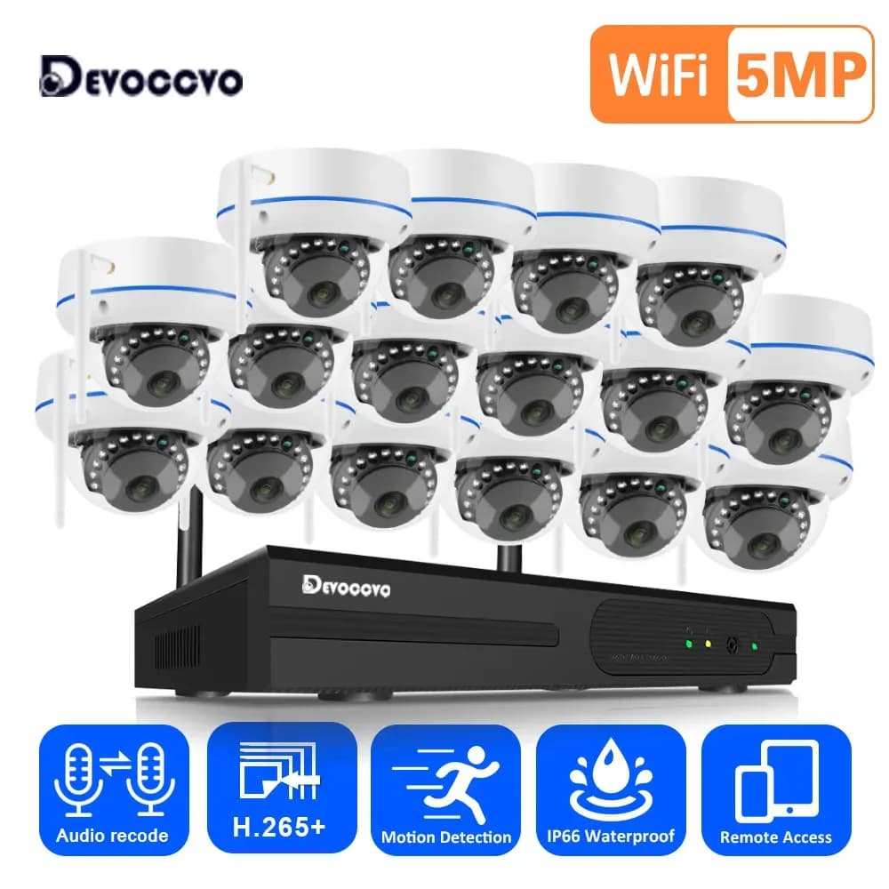 5 MP Wi-Fi IP Camera Security System Kit NVR 16CH Video Security System Kit for Home Ceiling Home Camera Wireless CCTV Set