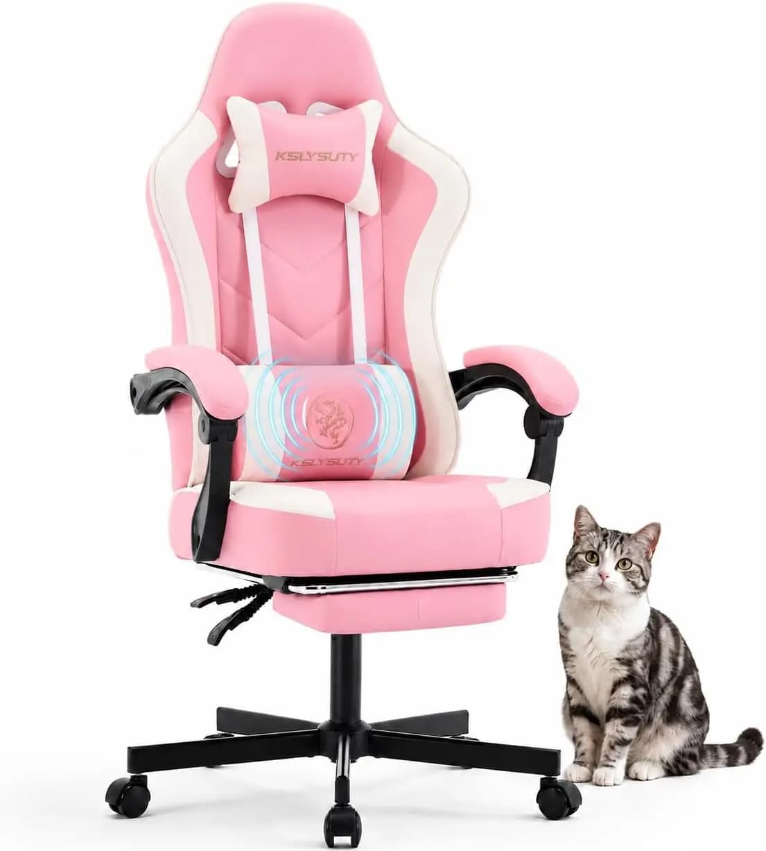 Ergonomic High Back Gaming Chair with Footrest, Lumbar Support & Pocket Spring Cushion, Swivel Office Desk Chair for Adults