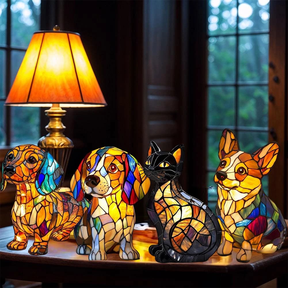 LED 3D Carino Corgi/Cug/Gatto Magico Lampada Colorata Arte Macchiata Resina Francese Da Tavolo Luce Notturna Camera Da Letto Decorazione Desktop di Casa