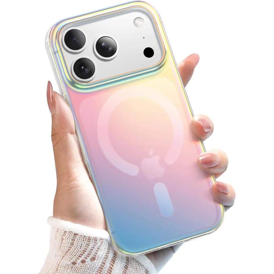 Custodia iridescente per iPhone 17 Pro da 6,3 pollici compatibile con la cover del telefono traslucida fluorescente colorata MagSafe (idescente)