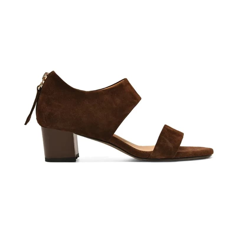 Plus Size Women Sandals Green Beige Brown PU High Chunky Heels Casual Party Office Ladies Sexy Summer Open Toe Ankle Strap Shoes