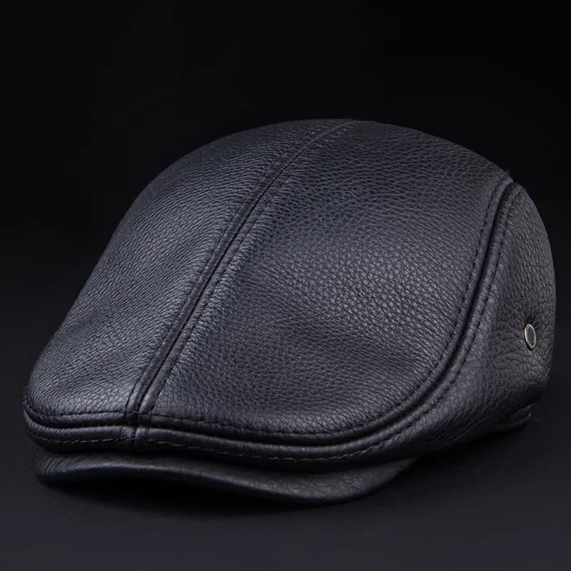 Men's Top Grain Cowhide Peaked Cap with Ear Flaps | Winter Outdoor Worker Hat | New Autumn Winter