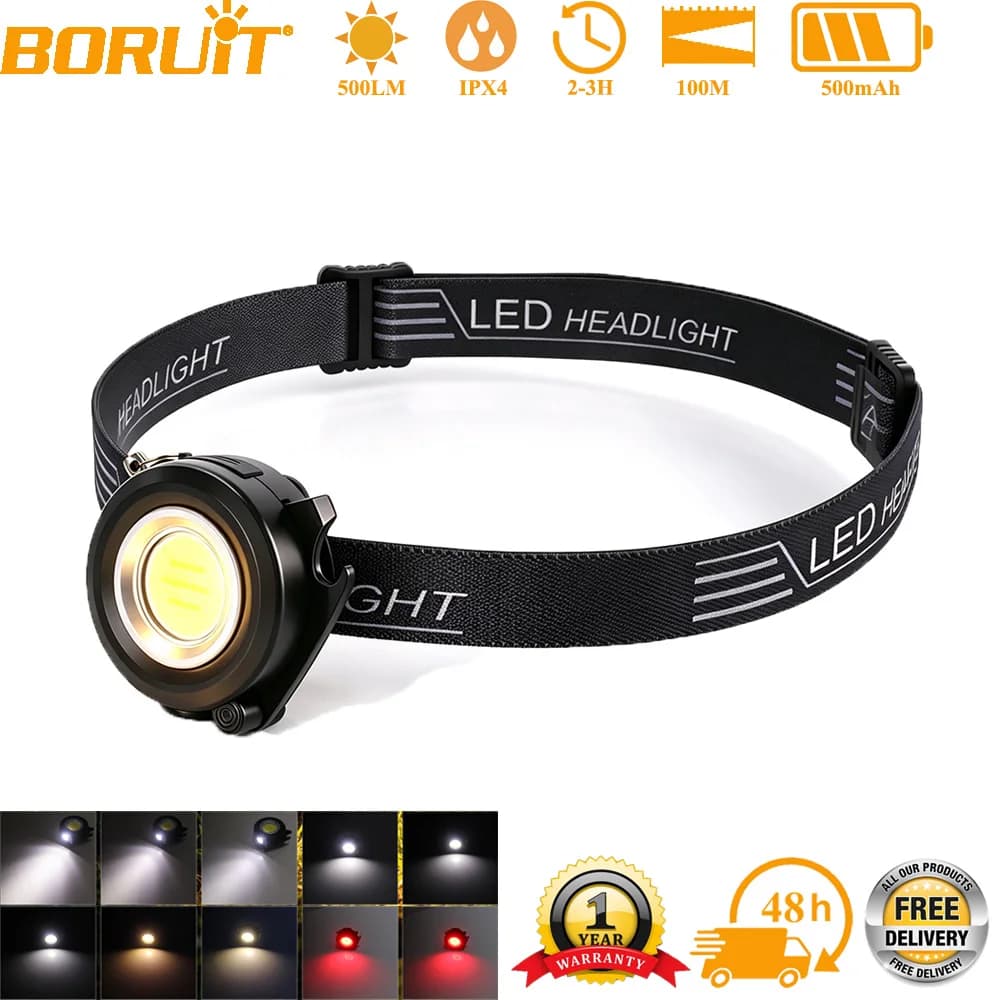 BORUiT Powerful Multifunction Front Lamp 180 ° Adjustable Magnetic Portable Light with Type-C Charging for External and Working Use