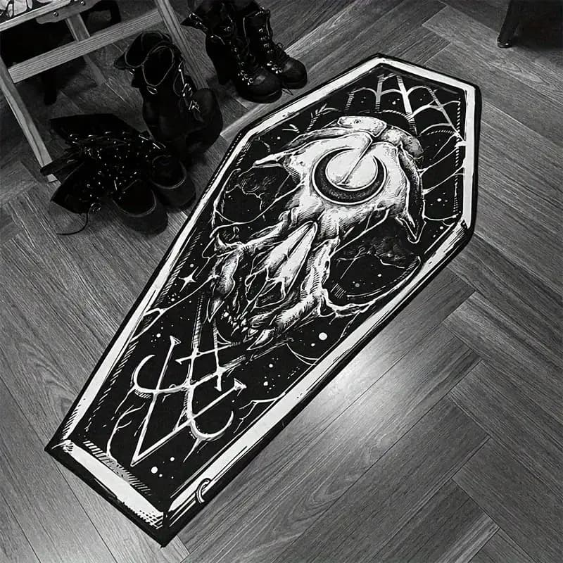 Halloween Gothic Pattern Rug Dove Velvet Carpet Scary Home Decor Washable Floor Mat For Living Room Bedroom Horror Style Gift