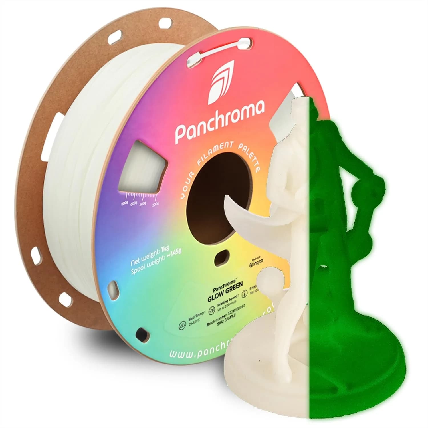 Filamento PLA Luminescente 1.75mm, Verde Fluorescente per Stampanti 3D FDM, Bobina da 1kg