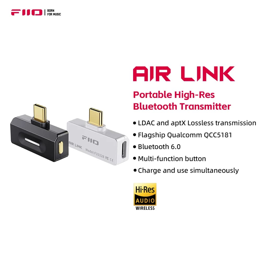 Bluetooth Transmitter 6.0 FiiO Air Link (type C) for mobile/game player on wireless headphones, QCC5181 chips, LDAC/AptX adaptive