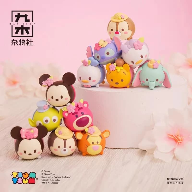 Serie Tsum Tsum Sakura, Mini Figure Impilabili Individuali, Edizione Limitata Fiori di Ciliegio, Giocattoli da Collezione con Personaggi Anime Carini