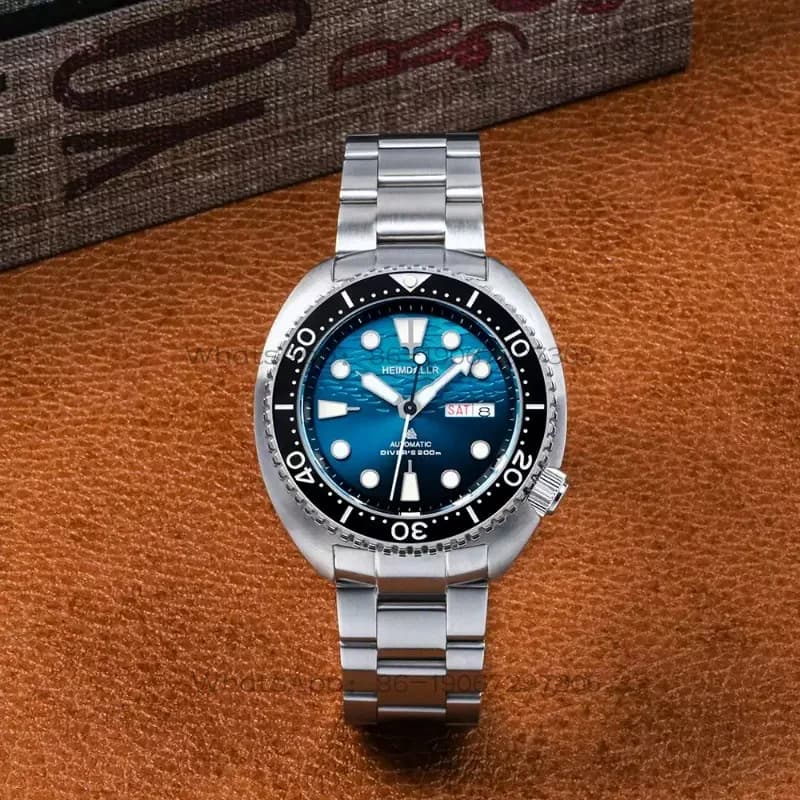 wert plate small abalone double calendar automatic mechanical diving watch male